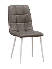 C919/DC809 Стул мягкий, СЕРЫЙ#19-5 экокожа, каркас металл белый КРУГЛЫЙ