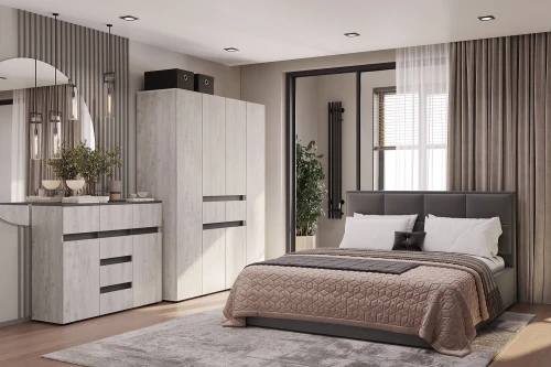 Шкаф 4-х створчатый Мрия ШК-13, Бетон пайн светлый, Графит