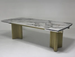 Стол АДАЖИО-2 240 (320) см ARCTIC OCEAN, керамика / Золотой каркас М-City