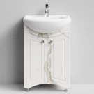 Тумба Адам 55 напольный, Мрамор Белый натур милк ПВХ 2537 Vodok с раковиной в комплекте