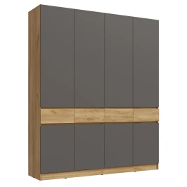 Шкаф четырехстворчатый Роджина, Дуб крафт, Графит