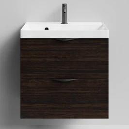 Тумба Марко 60 подвесной, ручки Черные, Палисандр ПВХ 43101 Vodok с раковиной в комплекте