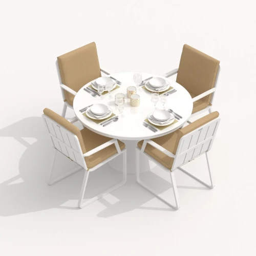 Обеденная группа DIVA ALBA  каркас белый / стол стекло диа 110 / ткань бежевая