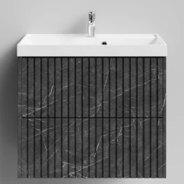 Тумба Тач 70 подвесной, Мрамор Графит софт тач ПВХ 4044-3 Vodok с раковиной в комплекте