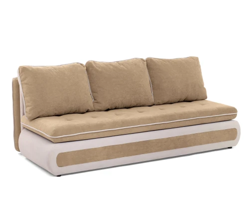 Диван прямой, еврокнижка "Оскар" 144, велюр бежевый, ППУ