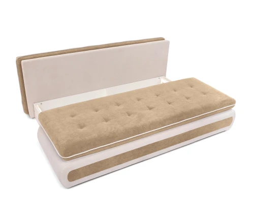 Диван прямой, еврокнижка "Оскар" 144, велюр бежевый, ППУ