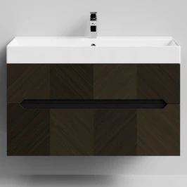 Тумба Элато 100 подвесной, Дуб цвет 14 Vodok с раковиной в комплекте