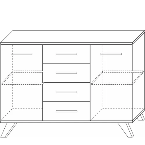 Комод Вега Скандинавия 135, белый глянец