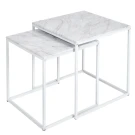 Стол журнальный МеталлАрт М002 белый мрамор/белый