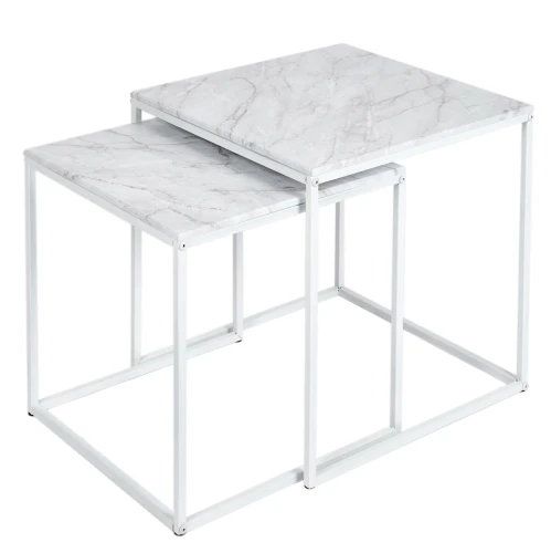 Стол журнальный МеталлАрт М002 белый мрамор/белый