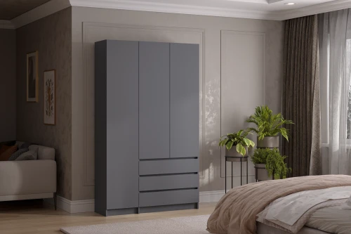 Шкаф трехстворчатый Бали, Графит серый