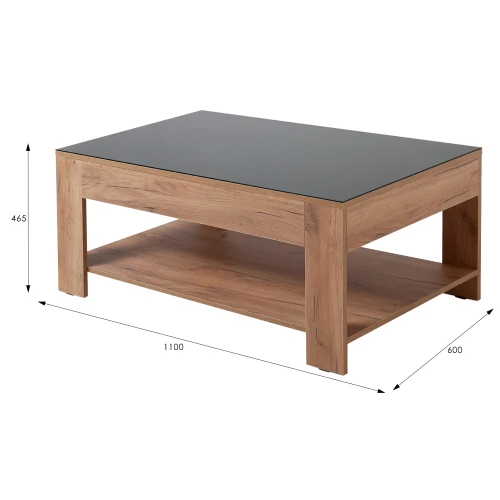 Стол журнальный BeautyStyle 26 дуб крафт золотой/стекло черное