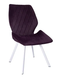 DC230 Стул мягкий, БРУСНИЧНЫЙ#M420-26 велюр, каркас металл, белый КВАДРАТ