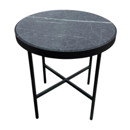 Стол журнальный МеталлАрт М011 МАЛЫЙ черный мрамор/черный