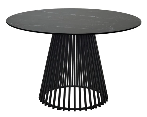 Стол TERNI 120 MATT BLACK MARBLE SOLID CERAMIC Черный мрамор матовый, керамика /Черн.каркас, ®DISAUR