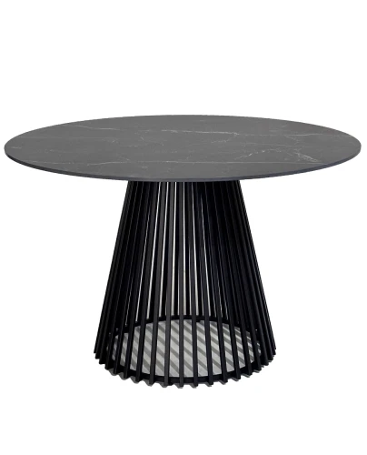 Стол TERNI 120 MATT BLACK MARBLE SOLID CERAMIC Черный мрамор матовый, керамика /Черн.каркас, ®DISAUR