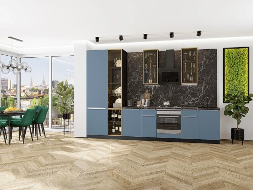 Кухонный гарнитур Фьюжн-08 Silky Blue Graphite