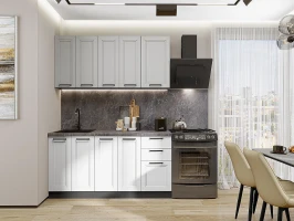 Кухонный гарнитур Нео-01 Grey Silk/White Silk