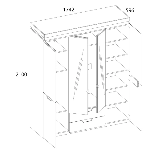Шкаф 4DG2S Z, TORINO, цвет белый/Дуб наварра