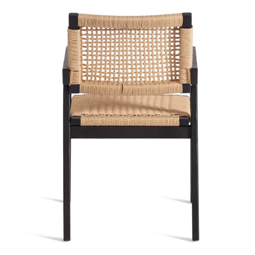 Стул VANHEIM дерево вяз/бечевка, черный, 46х45х83 см