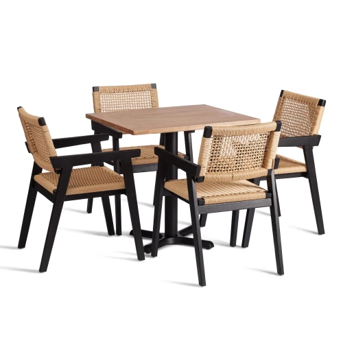 Стул VANHEIM дерево вяз/бечевка, черный, 46х45х83 см