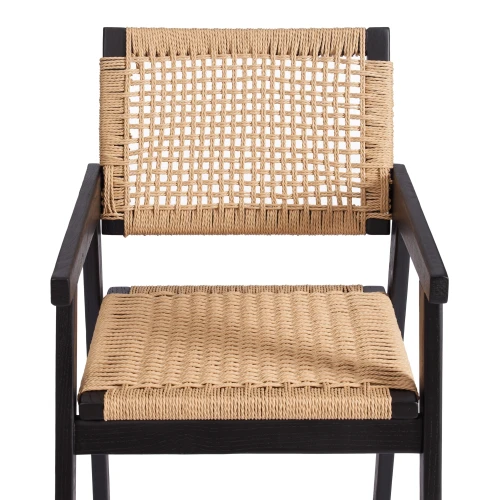 Стул VANHEIM дерево вяз/бечевка, черный, 46х45х83 см