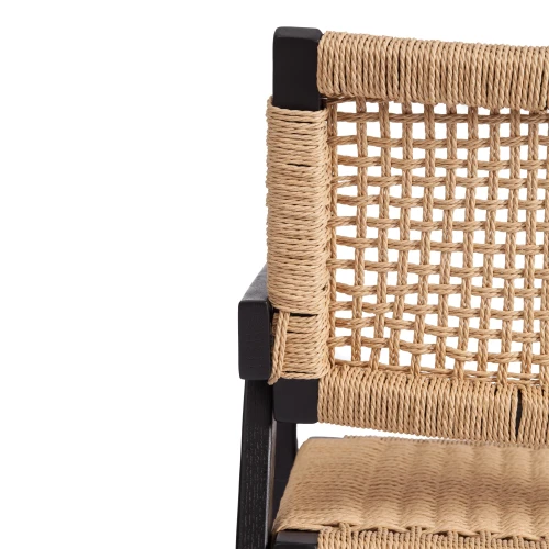 Стул VANHEIM дерево вяз/бечевка, черный, 46х45х83 см