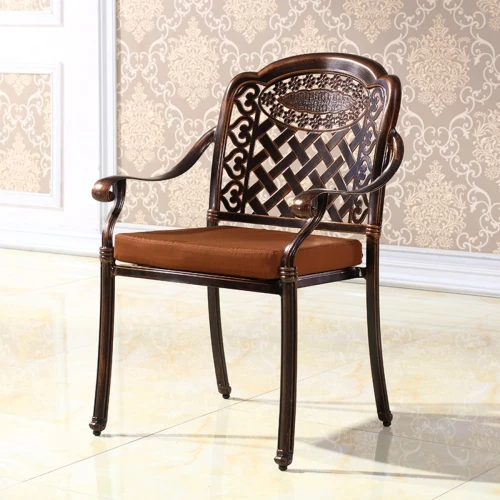 Обеденный комплект из литого алюминия стол Барбекю-1 (151,5х94х73см) арт.6139 + 6 кресел ВУЛКАН-2 «VOLCANO-2» bronze арт.74342