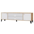 Тумба под телевизор Парус-10, Дуб крафт золотой, Карбон фарфор