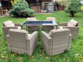 Обеденная группа на 6 человек Сантьяго (7 предметов) Greige