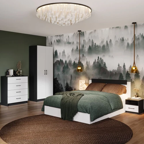 Комод «Чикаго» 5ящ Антрацит/Белый