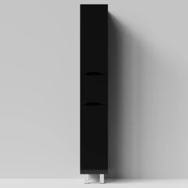 Пенал Лайт 30 напольный, черный глянец, левый, бельевая корзина