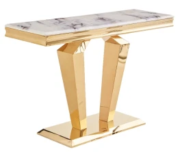 Стол-консоль Адамант IST-804,120х40х78 см, небесный белый/золотой