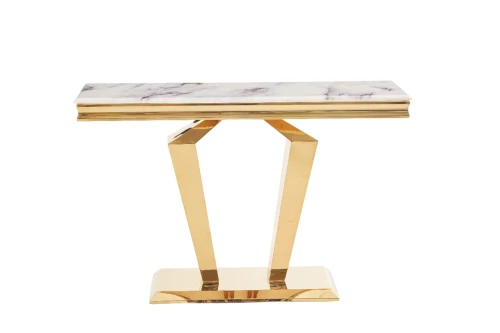 Стол-консоль Адамант IST-804,120х40х78 см, небесный белый/золотой