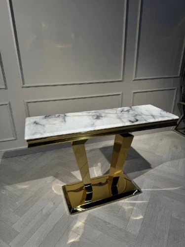 Стол-консоль Адамант IST-804,120х40х78 см, небесный белый/золотой