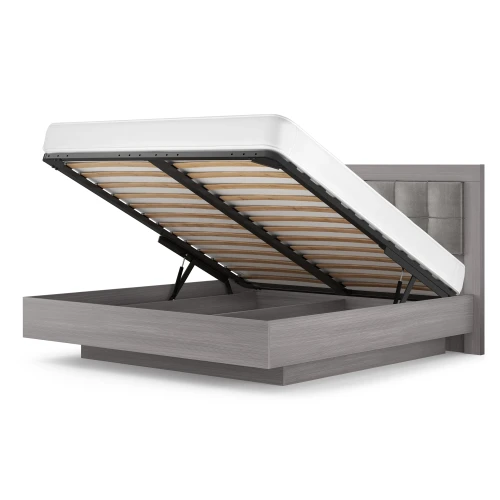 Кровать-5 с подъемным основанием 1400 экокожа Парма Нео лиственница темная