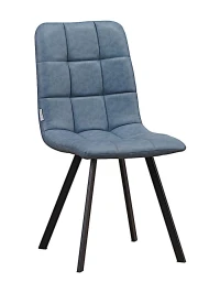 C919/DC809 Стул мягкий, ГОЛУБОЙ#99-56 экокожа, каркас металл черный КВАДРАТ