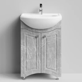 Тумба Адам 55 напольный, Мрамор Белый софт тач 4044-2 Vodok с раковиной в комплекте
