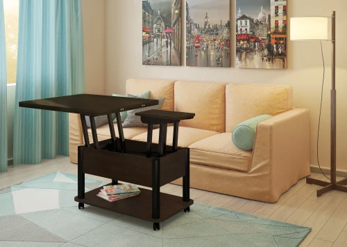 Стол-трансформер Дебют 3, Венге темный/Ножки черные