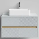 Тумба Аурум 90, пример RAL 7040 Серое окно, матовая, 2 ящика, подвесной Vodok с раковиной в комплекте