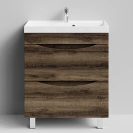 Тумба Лайт 70 напольный, Дуб крымский коричневый ПВХ 131005-9005 Vodok с раковиной в комплекте