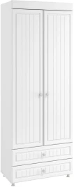 Шкаф 2-х дверный с ящиками (гл.410) Монако МН-44 белое дерево