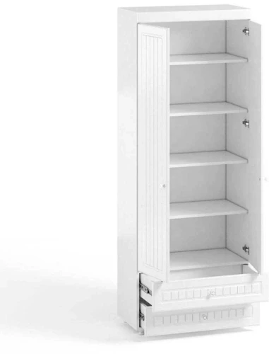 Шкаф 2-х дверный с ящиками (гл.410) Монако МН-44 белое дерево