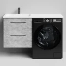 Тумба Смайл 120 подвесной, под стиральную машину, левая, Горный камень ПВХ 57807 Vodok с раковиной в комплекте