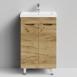 Тумба Смайл 50 напольный, Дуб Тортуга ПВХ 2357-43 Vodok с раковиной в комплекте