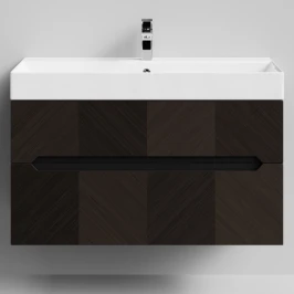 Тумба Элато 100 подвесной, Дуб цвет 20 Vodok с раковиной в комплекте