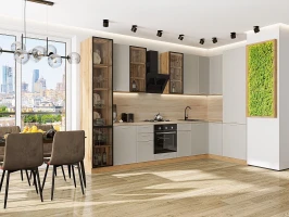 Кухонный гарнитур Квадро-04 Кашемир-Дуб Вотан