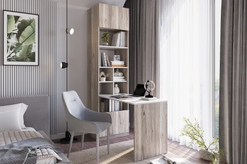 Стол-шкаф Урбан СШ-01, Дуб смоки, Кашемир