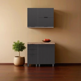 МК Аленушка 1м с 3 ящ Лотос Сталь,скоба антрацит,сонома