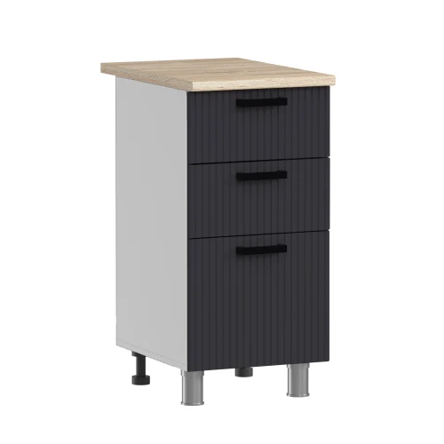 Готовая кухня МК Аленушка 1м с 3 ящ Лотос Сталь,скоба антрацит,сонома